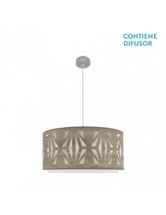 Katerina 3xe27 Nickel/wood Pendant Grey Regx60x60 cm
