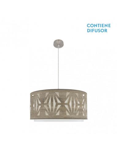 Katerina 3xe27 Nickel/wood Pendant Grey Regx60x60 cm