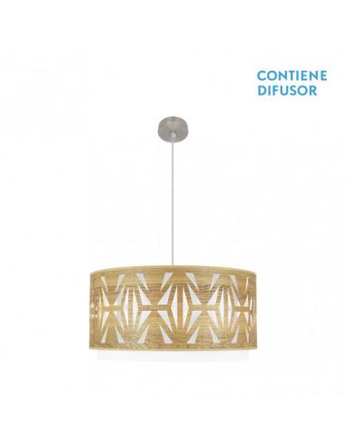 Katerina 3xe27 Pendant Nickel/Light Wood Regx60x60 cm
