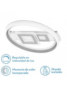 Sucre 80w ceiling light 3000-4000-6500k white/gray 7x51x51 cm Intensity regulation, remote control and memory