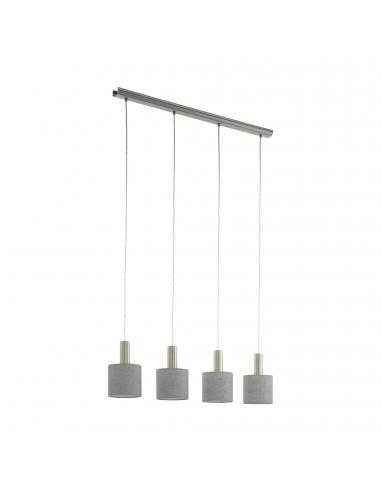 EGLO 97674 - CONCESSA 2 Hanging Lamp in Nickel-matte Steel Fabric and Textile, Linen