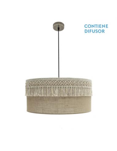 Ekaterina 3xe27 Pendant Leather/Sack Regx60x60 Cm With Trimmings