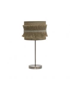 Small Desktop Lamp. Kala 1xe14 Leather/sack 43x17x17 Cm With Fringes