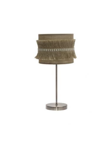 Small Desktop Lamp. Kala 1xe14 Leather/sack 43x17x17 Cm With Fringes