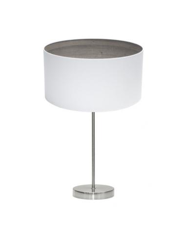 Tatiana 1xe27 table lamp Nickel/white-wood. Gray 63x30x30 Cm