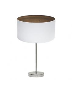 Tatiana 1xe27 table lamp Nickel/white-wood. Dark 63x30x30 Cm