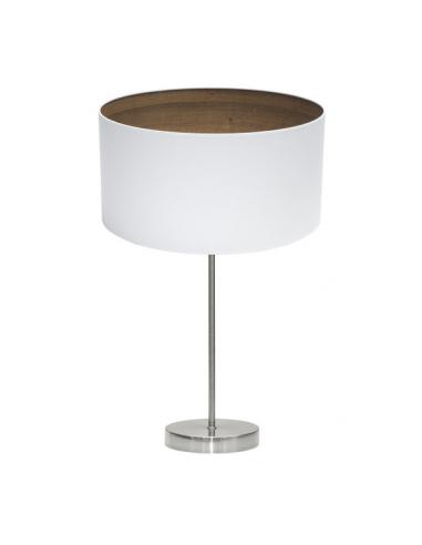 Tatiana 1xe27 table lamp Nickel/white-wood. Dark 63x30x30 Cm