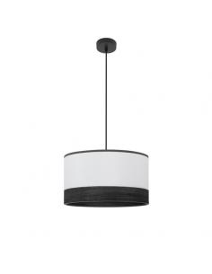 Olga Pendant 1xe27 Black/white-black-wood Regx40x40 Cm