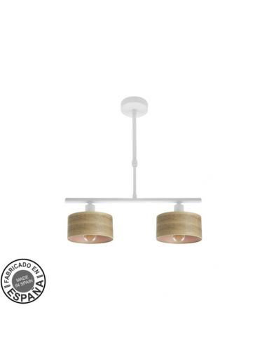 Lampara Gilda 2xe14 Blanco/madera Clara Regx43x14 Cm