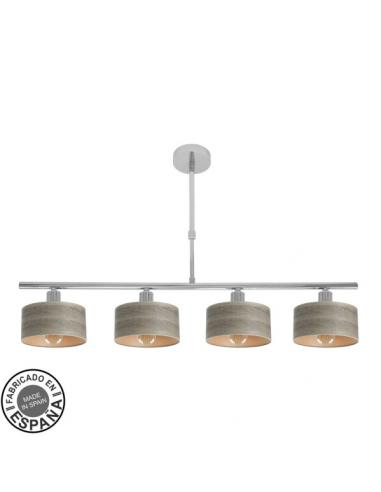 Lampara Gilda 4xe14 Cromo/madera Gris Retgx76x14 Cm