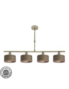 Lampara Gilda 4xe14 Cuero/madera Oscura Regx76x14 Cm