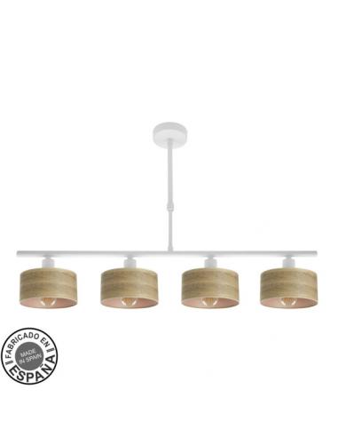 Lampara Gilda 4xe14 Blanco/madera Clara Regx76x14 Cm