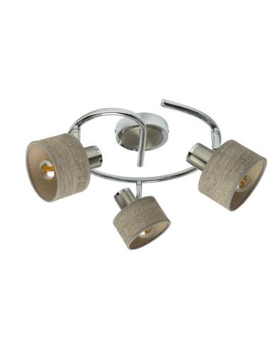 Nando 3xe14 Chrome-nickel/wood grey ceiling light Adjustable Spotlights 16x35x35 cm