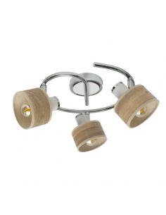 Nando 3xe14 Ceiling Light Chrome-white/clear wood Adjustable Spotlights 16x35x35 Cm