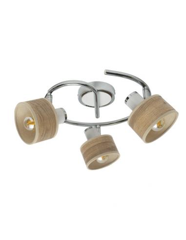 Plafon Nando 3xe14 Cromo-blanco/mad.clara Focos Orientables 16x35x35 Cm