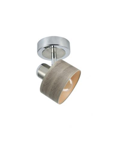 Nando 1xe14 Spotlight Chrome-nickel/graywood 17x12x12 Cm Adjustable
