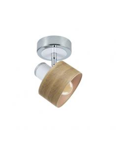 Nando 1xe14 Spotlight Chrome-white/clear wood 17x12x12 Cm Adjustable