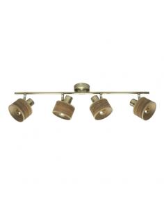 Regleta Nando 4xe14 Cuero/mad.oscura Focos Orientables 16x73x10 Cm