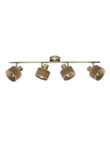 Nando 4xe14 Leather/dark wood strip Adjustable Spotlights 16x73x10 Cm