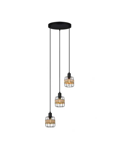Zenda 3xe14 Forge/rattan ceiling light Regx25x33 Cm