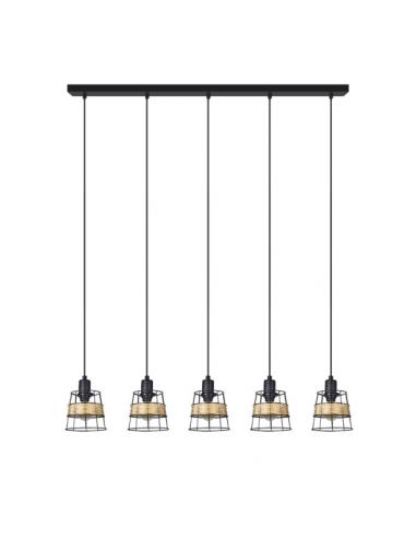 Regleta Burano 5xe14 Forja/ratan Regx94x12 Cm