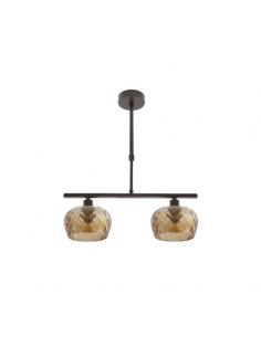 Lampara Estela 2xe14 Marron Regx41x13 Cm C/tulipas Cristal Tallado Ambar