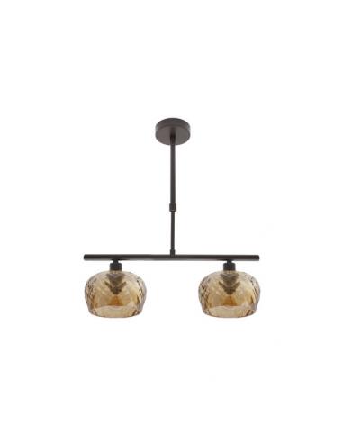 Estela lamp 2xe14 brown regx41x13 cm w/tulips cut glass amber