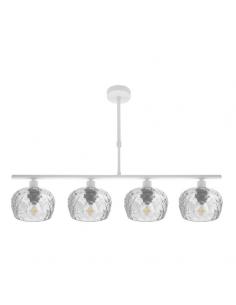 Estela 4xe14 White Lamp Regx75x13 Cm With Transparent Carved Glass Tulips