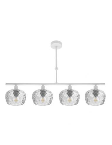 Lampara Estela 4xe14 Blanca Regx75x13 Cm C/tulipas Cristal Tallado Transparente