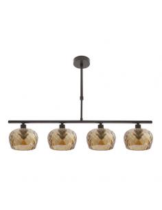 Estela Lamp 4xe14 Brown Regx75x13 Cm With Cut Glass Tulips Amber