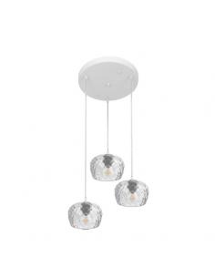 Estela 3xe27 White Ceiling Light Regx36x36 Cm With Clear Carved Glass Tulips