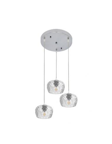 Estela 3xe27 Chrome Regx36x36 Cm Ceiling Light With Transparent Carved Glass Tulips