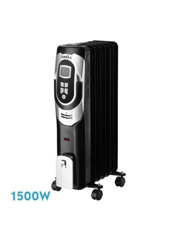 Comfort Oil Radiator 1500w 7elements Black/silver 3powers Termost.reg. Timer, Wheels Light Ind. 62x34x24cm