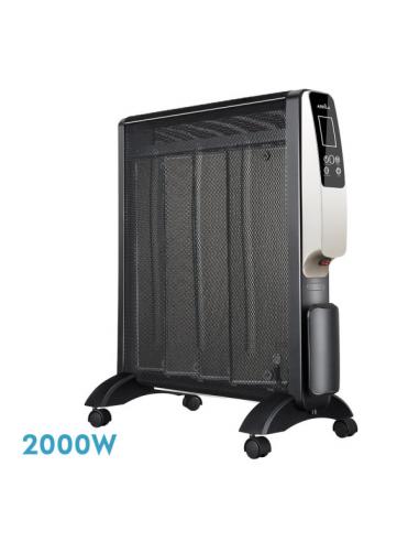 Radiador De Mica Abrigo 2000w 4elementos Negro/oro Remoto 2pot.antivuelco, Temporiz.display 61,5x56x26,5 Cm