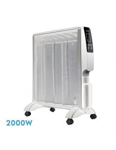 Mica Radiator Coat 2000w 4elem White/silver Remote 2powers Anti-tip Temporiz.display 61.5x56x26.5 Cm
