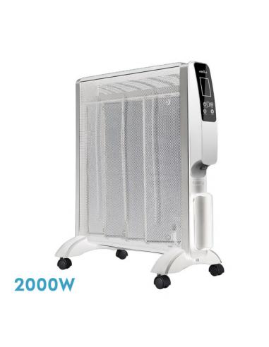 Radiador De Mica Abrigo 2000w 4elem Blanco/plata Remoto 2potencias Antivuelco Temporiz.display 61,5x56x26,5 Cm