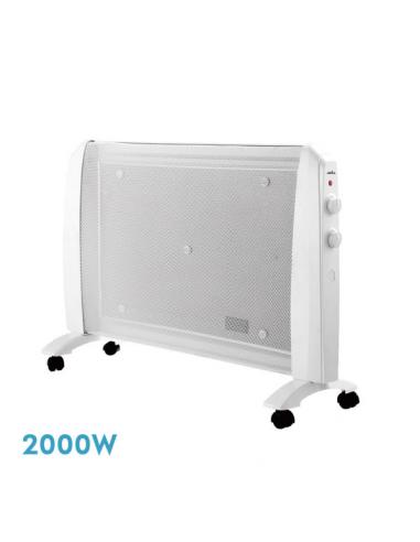 Radiador De Mica Abrigo 2000w 1elemento Blanco 2potencias Antivuelco,ruedas,termostato Reg.54x79x27cm