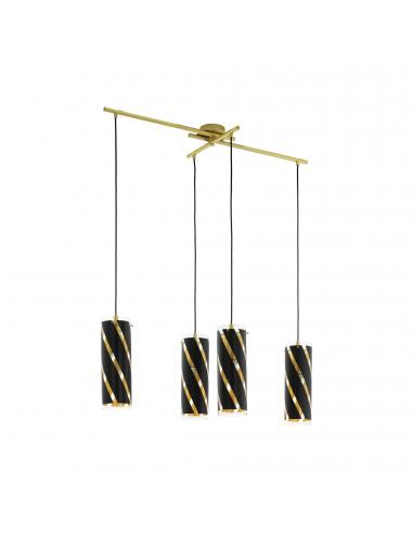 EGLO 97768 - PINTO NERO 1 Crystal pendant lamp in gilded steel and glass