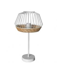 Hugo 1xe27 Table Light White/natural 46x25x25cm C/metal And Rattan