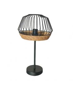 Hugo 1xe27 Black/natural table lamp 46x25x25cm C/metal And Rattan