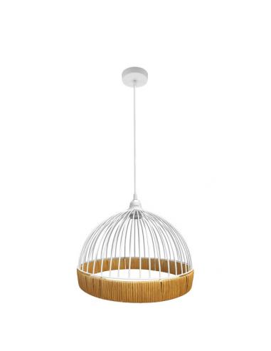 Gaston 1xe27 White/natural Regx30x30cm Pendant W/metal And Rattan