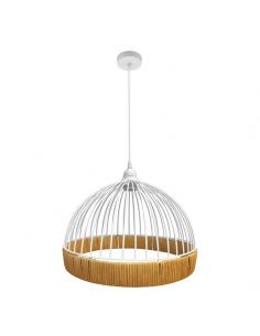 Gaston 1xe27 Pendant White/natural Regx36x36cm C/metal And Rattan