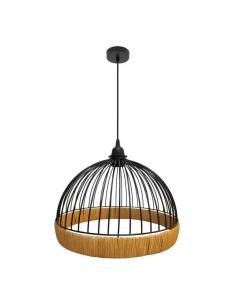 Gaston 1xe27 Black/natural Regx36x36cm Pendant W/metal And Rattan