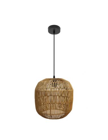 Colgante Fabio 1xe27 Negro/natural Regx33x33cm C/metal Y Rattan