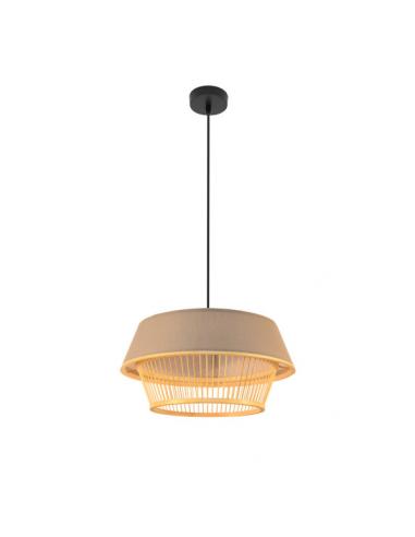 Yovani Bamboo Pendant Black/natural 1xe27 Regx46x46cm