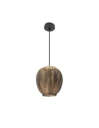 Trikala pendant black/aged leather round 1xe27 regx26x26 cm