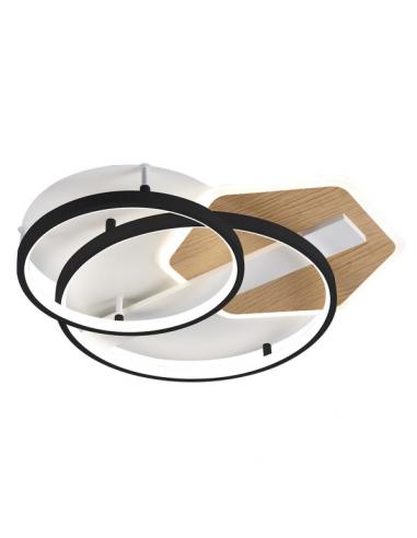 Plafon Trofa Negro/madera 120w 3000-4000-6000k 9x50x50cm 10200lm C/remoto