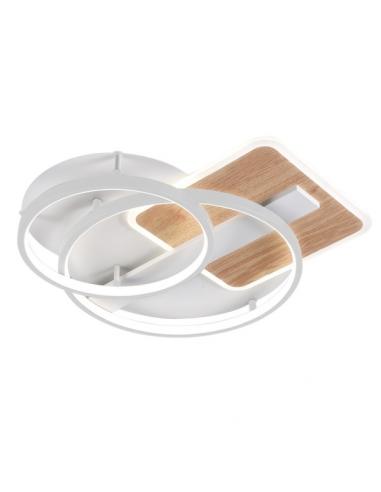 Plafon Azores Blanco/haya 120w 3000-4000-6000k 9x50x50cm 10200lm C/remoto