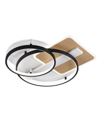 Azores Black/wood ceiling light 120w 3000-4000-6000k 9x50x50cm 10200lm C/remote