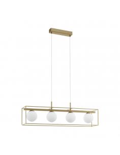 EGLO 97793 - VALLASPRA Crystal pendant lamp in champagne steel and matte opaline glass